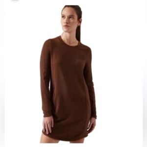 Athleta Brown Long Sleeve Soft Balance Dress with Pocketss Size S